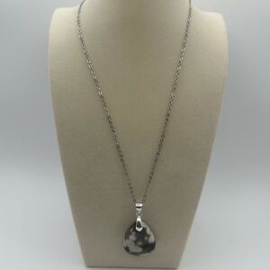 Natural Black and Grey OJ Teardrop Pendant Necklace